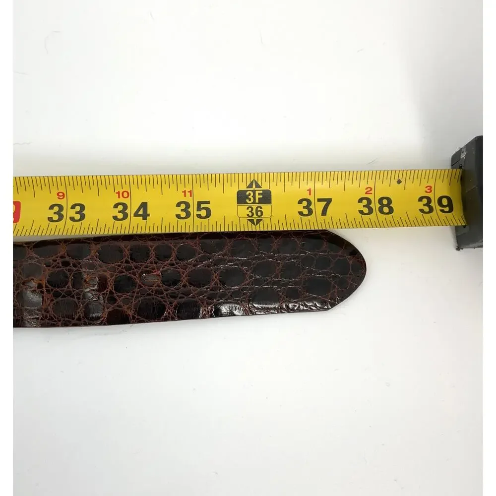 Justin Genuine Alligator Leather Belt 34 Dark Brown Western Removable Buckle